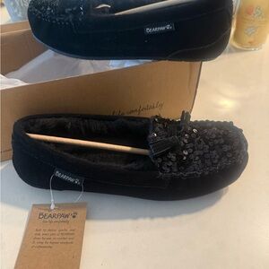 BearPaw Women's Black Sequin Moccasins